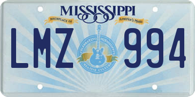 MS license plate LMZ994