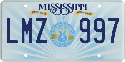MS license plate LMZ997