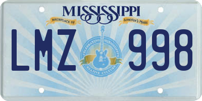 MS license plate LMZ998