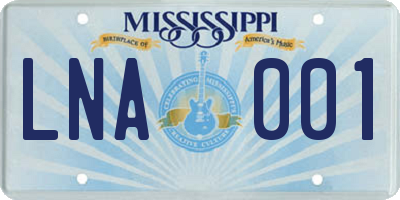 MS license plate LNA001