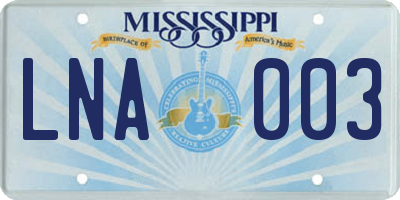 MS license plate LNA003