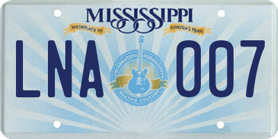 MS license plate LNA007
