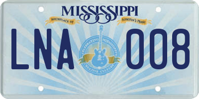 MS license plate LNA008