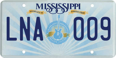 MS license plate LNA009
