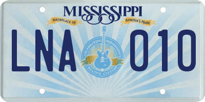 MS license plate LNA010