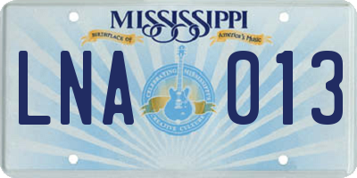 MS license plate LNA013