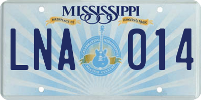 MS license plate LNA014