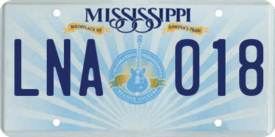 MS license plate LNA018
