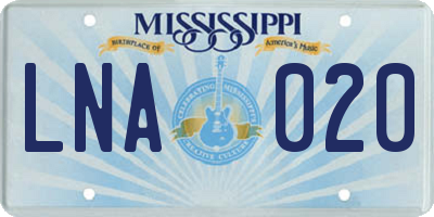 MS license plate LNA020