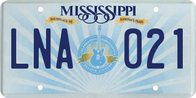 MS license plate LNA021