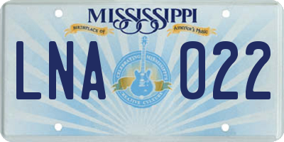 MS license plate LNA022
