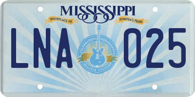 MS license plate LNA025