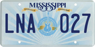 MS license plate LNA027