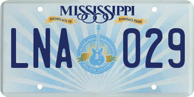 MS license plate LNA029