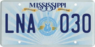 MS license plate LNA030