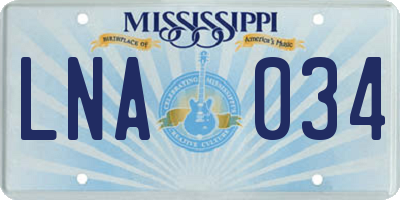 MS license plate LNA034