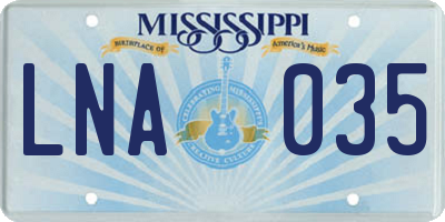 MS license plate LNA035