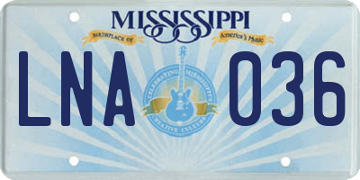 MS license plate LNA036