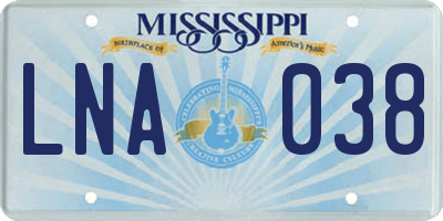 MS license plate LNA038