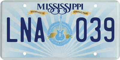 MS license plate LNA039