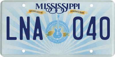 MS license plate LNA040