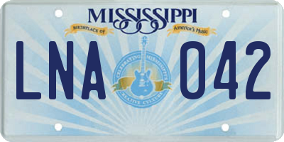 MS license plate LNA042