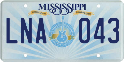 MS license plate LNA043