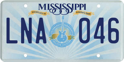 MS license plate LNA046