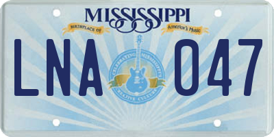 MS license plate LNA047