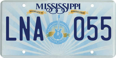 MS license plate LNA055