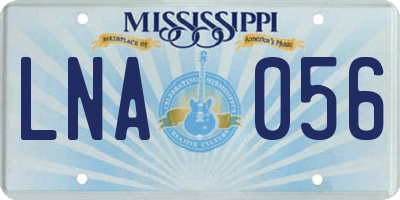 MS license plate LNA056