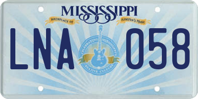 MS license plate LNA058