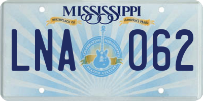 MS license plate LNA062