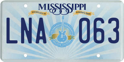 MS license plate LNA063