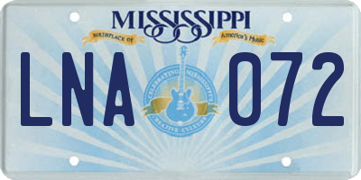MS license plate LNA072