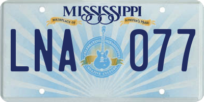 MS license plate LNA077