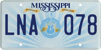 MS license plate LNA078
