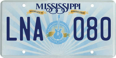 MS license plate LNA080