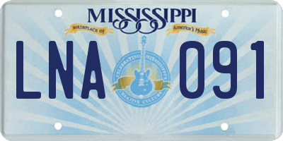 MS license plate LNA091