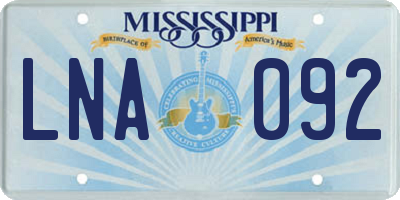 MS license plate LNA092
