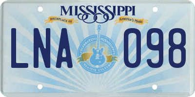MS license plate LNA098