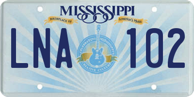 MS license plate LNA102