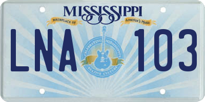 MS license plate LNA103