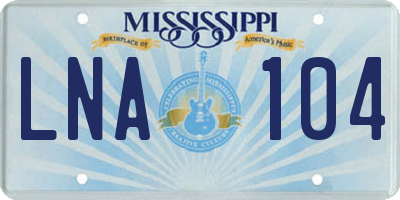MS license plate LNA104