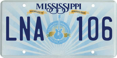 MS license plate LNA106