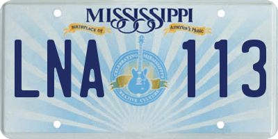 MS license plate LNA113