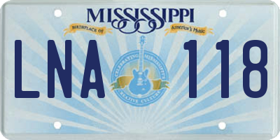MS license plate LNA118