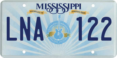 MS license plate LNA122