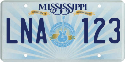 MS license plate LNA123