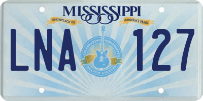 MS license plate LNA127